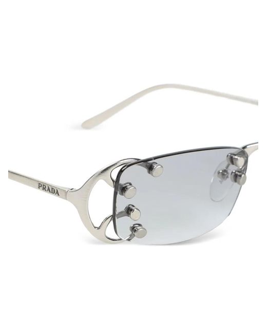 Prada Metallic Rectangle-Frame Sunglasses