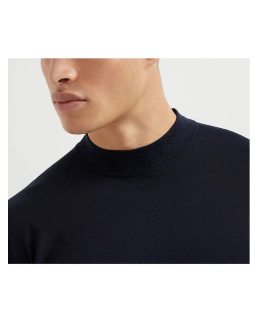 Brunello Cucinelli Blue Knitted T-Shirt for men