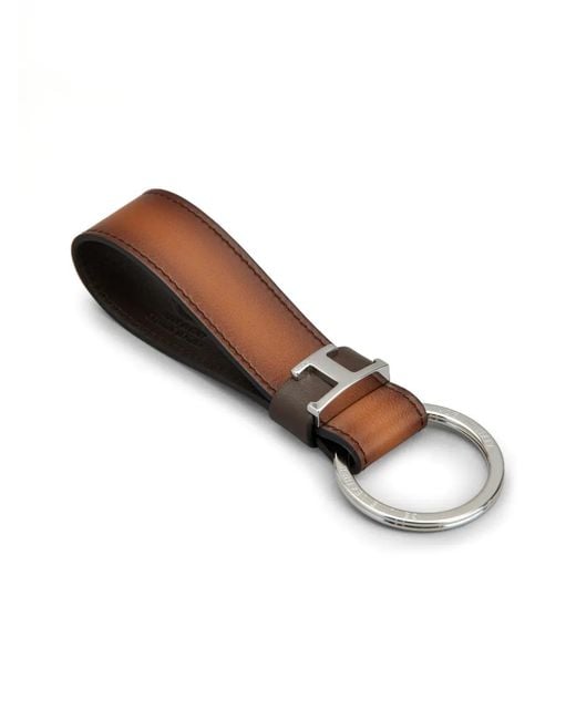 Tod's Brown T Leather Keychain for men