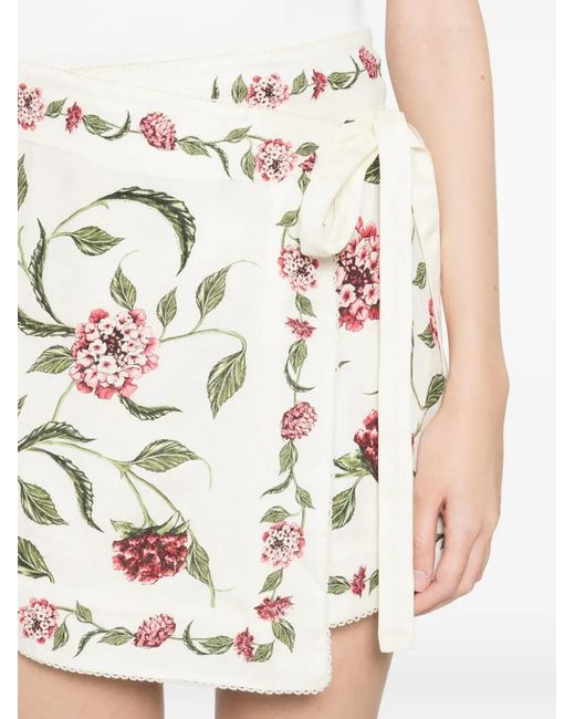 Agua Bendita White Luna Floral Skirt