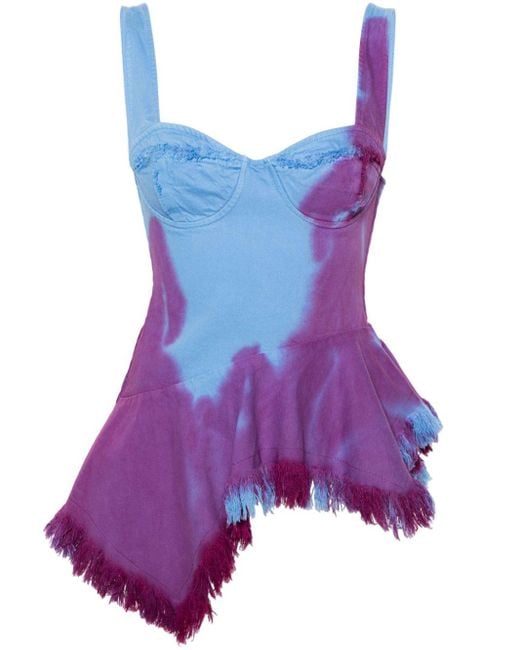 Corsetto denim con fantasia tie dye di Marques'Almeida in Blue