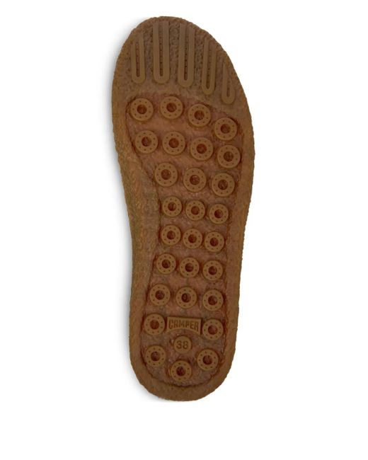 Camper Brown Peu Terreno Buckle-Strap Suede Ballet Flats