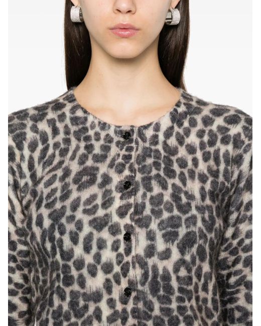 Blumarine Black Leopard-Print Cardigan