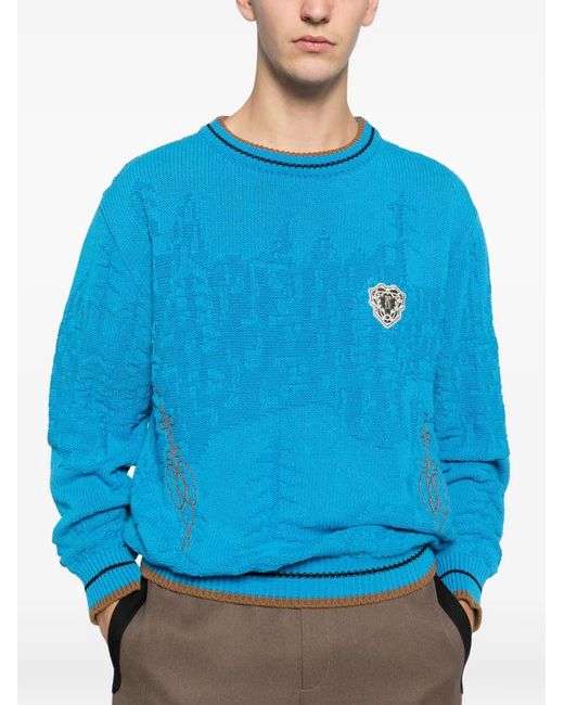 Kiko Kostadinov Blue Fitz Embroidered Sweater for men
