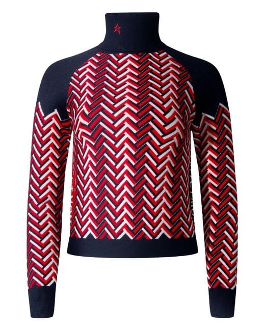 Perfect Moment Red Chevron-Pattern Sweatshirt