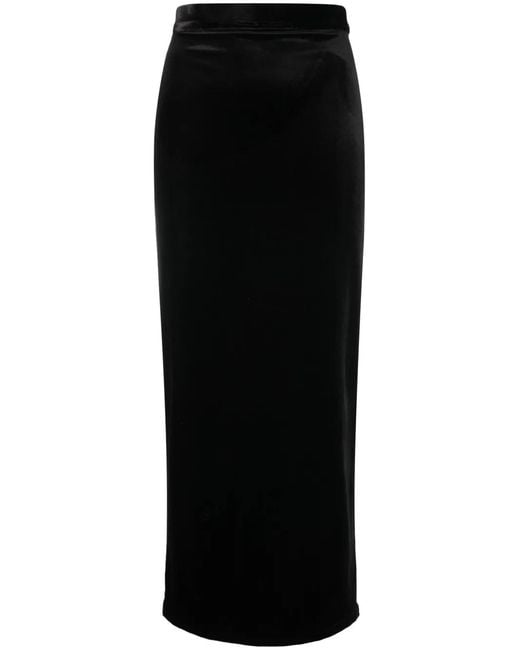 Ana Radu Black Velvet Straight Maxi Skirt