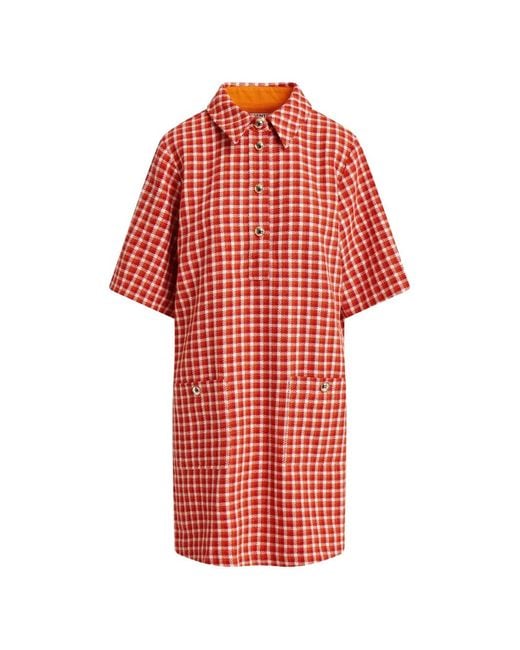Essentiel Antwerp Red Kooky Checked A-Line Mini Dress
