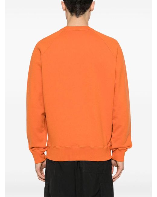 Stone Island Orange Logo-appliqué Cotton Sweatshirt for men