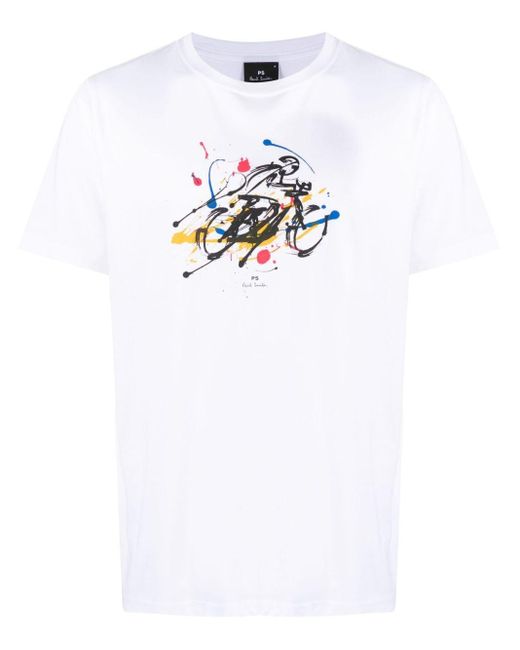 PS by Paul Smith White Graphic-print Cotton T-shirt for men