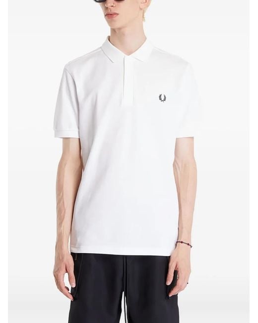 Fred Perry White M6000 Cotton Polo Shirt for men
