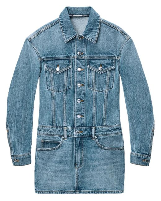 Abito Corto Con Spalle Scoperte di Alexander Wang in Blue