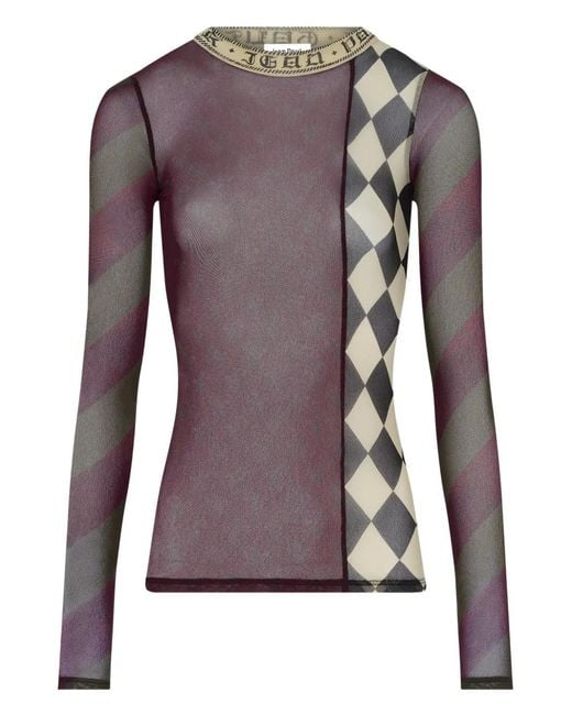 Jean Paul Gaultier Brown Patchwork Long-Sleeves Top