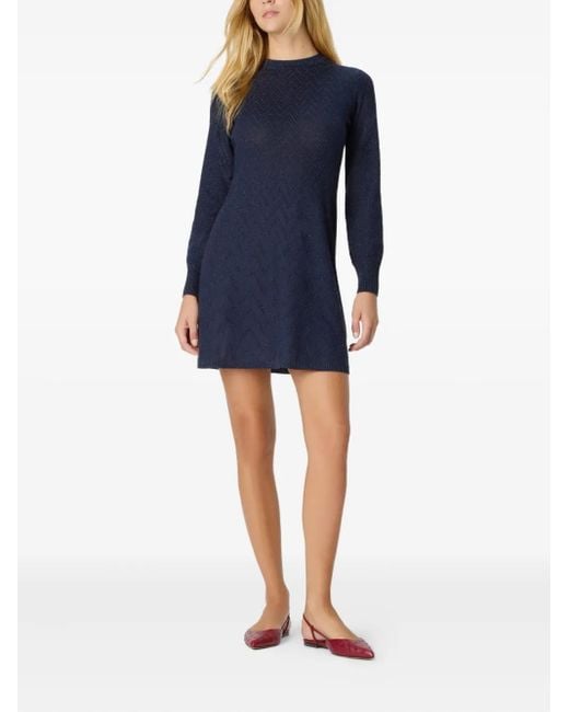 Missoni Blue Zigzag-Pattern Mini Dress