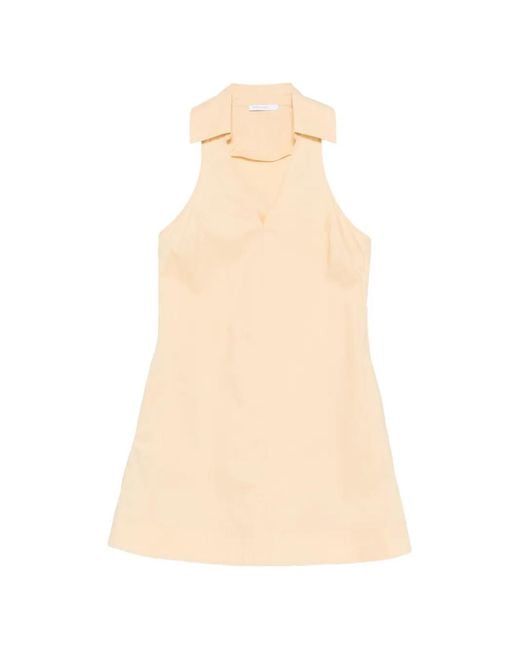 Patrizia Pepe White V-Neck Cotton Mini Dress