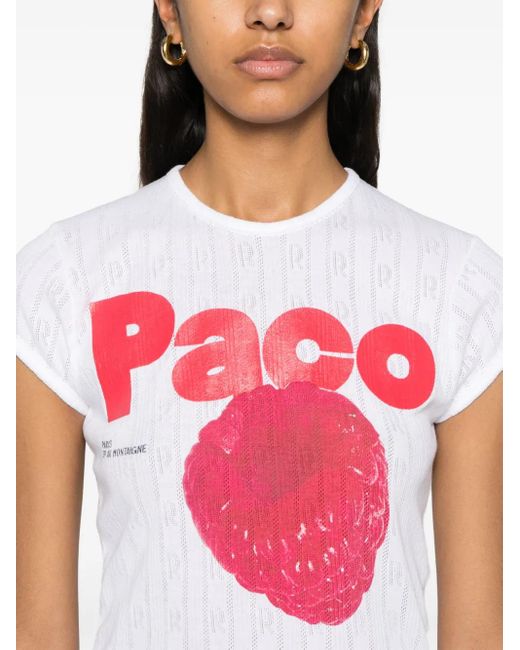 Rabanne プリント Tシャツ Pink