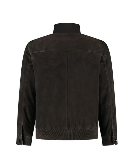 Brioni Black Buttoned Bomber Jacket for men
