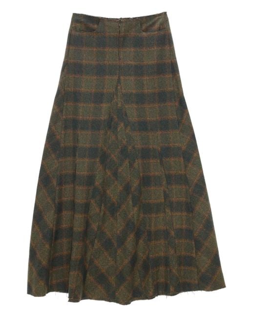 Our Legacy Check-pattern Pleated Skirt Green