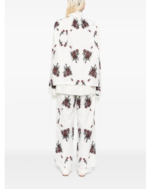 Midorikawa White Raw Edge Blouse