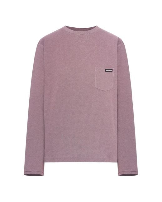 Miu Miu Purple Jacquard Stripe Motif T-Shirt