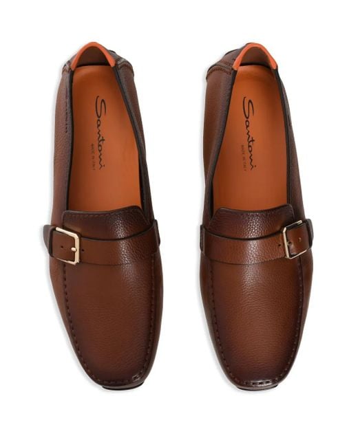 Santoni Brown Hamel Loafers for men