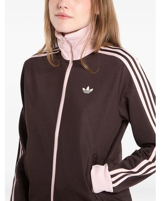 Adidas Brown Stripe-Detail Track Jacket