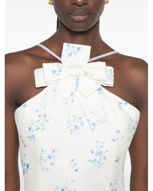 ShuShu/Tong White Floral-Print Bow-Detail Mini Dress