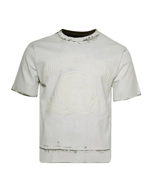 MM6 by Maison Margiela Gray Logo-Embroidered T-Shirt for men