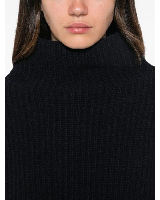 Liviana Conti Black Ribbed-Knit High-Neck Sweater
