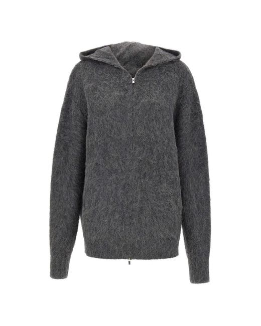 7 For All Mankind Gray Zip-Up Hooded Cardigan