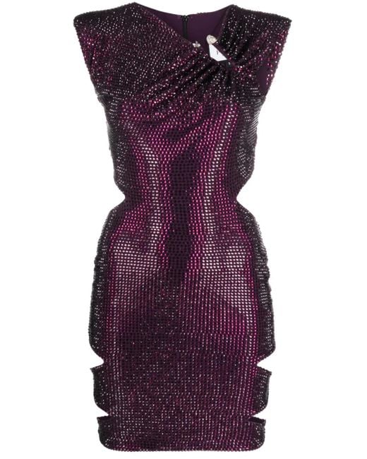Philipp Plein Purple Crystal-Embellished Minidress