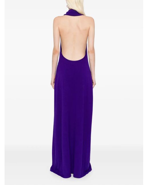 Tom Ford Purple Halterneck Open-Back Dress
