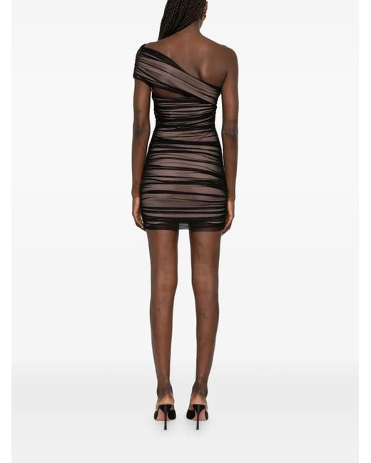 Hervé Léger Black Oralie Ruched One-Shoulder Mini Dress
