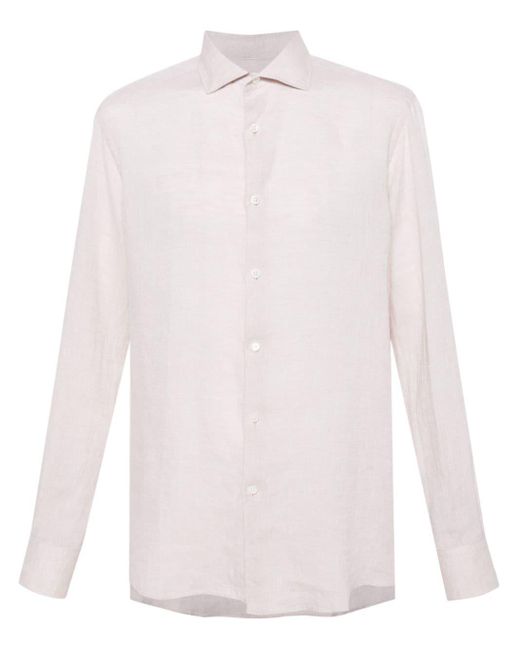 Zegna Lichtgewicht Linnen Overhemd in het White voor heren