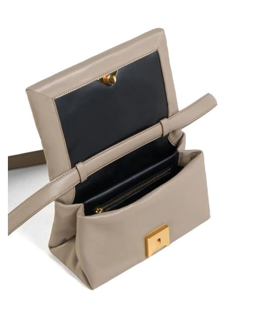 Marni Brown Small Prisma Leather Shoulder Bag