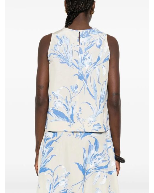 ROSSO35 Blue Floral Top