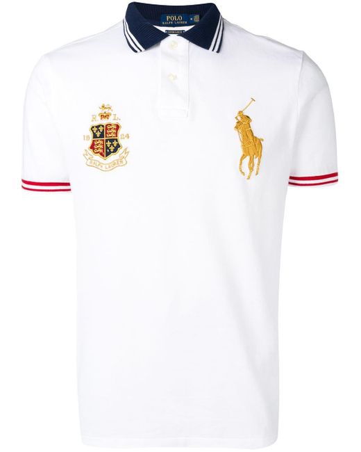 Polo Ralph Lauren White Crest-embellished Polo Shirt for men