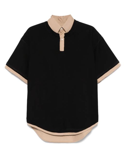 Maison Margiela Black Layered-Effect Polo Shirt for men