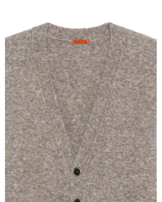 Barena Gray V-Neck Button Cardigan for men