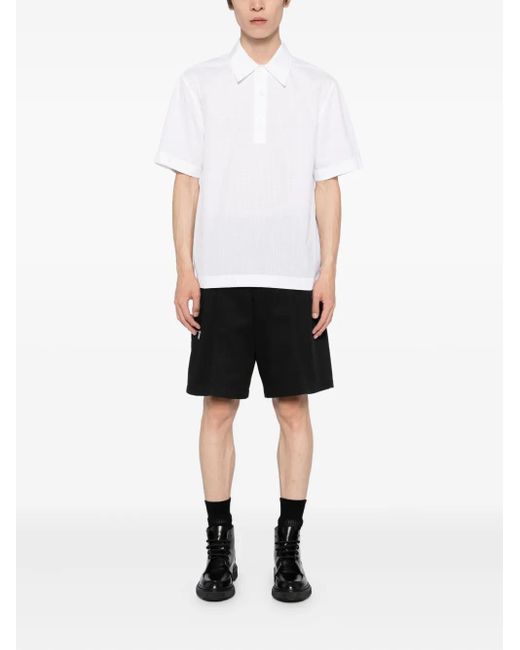 Jil Sander White Checked Polo Top for men