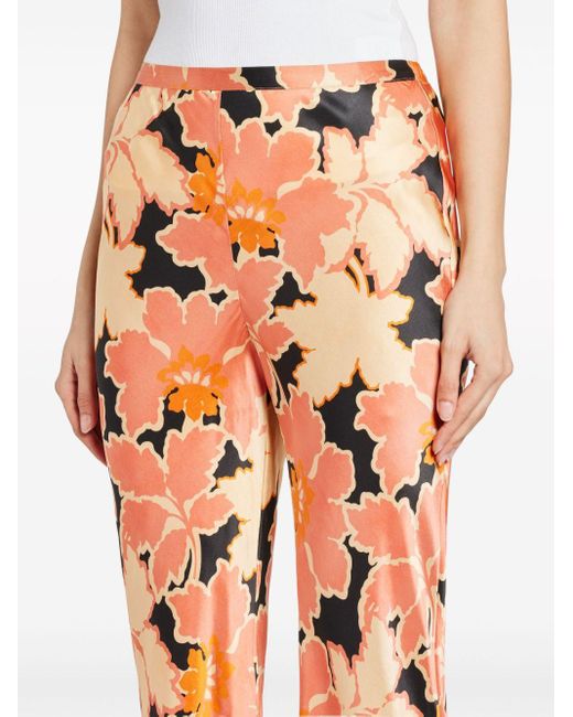 Shona Joy Orange Rosa Floral-print Silk Trousers