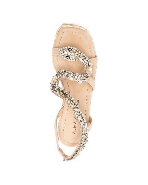 Alma En Pena. Natural Embellished Wedge Espadrilles