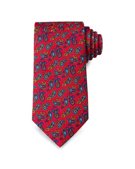 Bona Furtuna Red Paisley-Pattern Tie for men