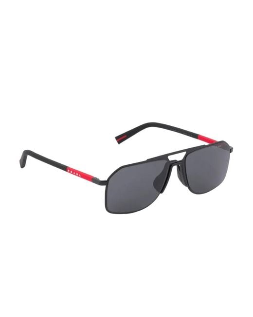 Prada Gray Linea Rossa Pilot-Frame Sunglasses for men