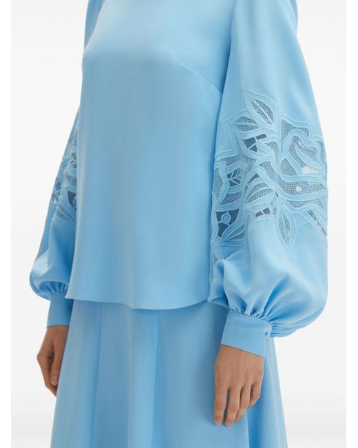 Oscar de la Renta Blue English Rose Blouse