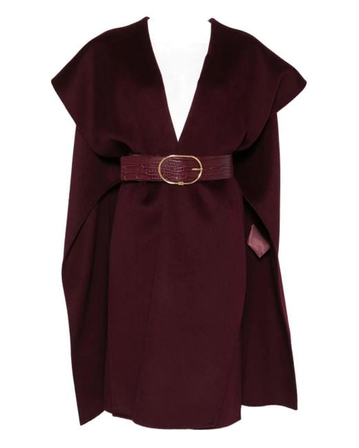 Belted wool cape Elisabetta Franchi de color Red