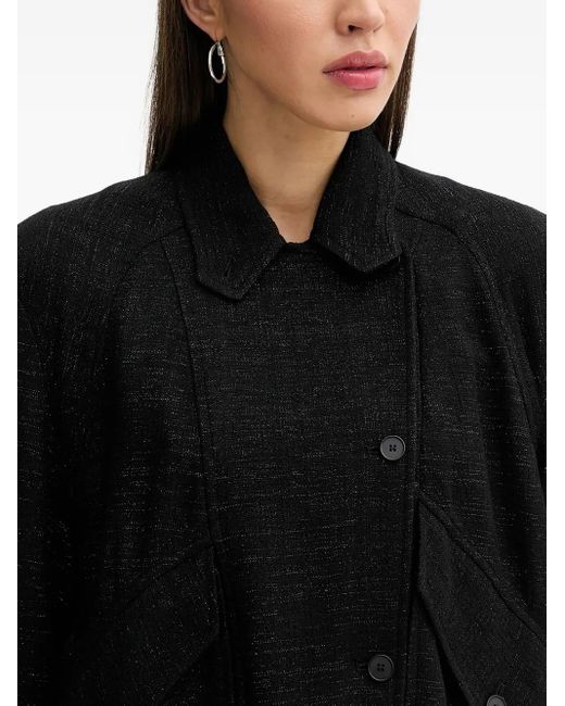 IRO Black Double-Breasted Lurex Overshirt