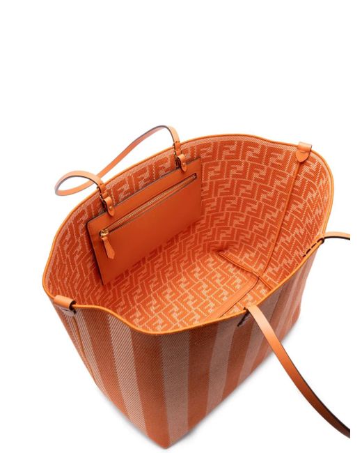 Fendi Orange Große Roll Tote Bag mit Streifen