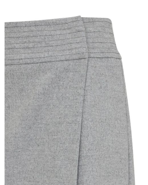 Peserico Gray Wool Midi Skirt