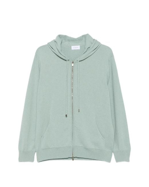 Malo Green Zip-Up Knitted Hoodie