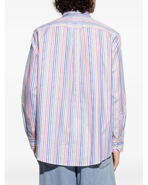 Etro Purple Striped Logo Shirt for men